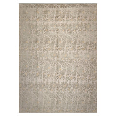 10'2'' x 13'8" Beige Hand Knotted Wool and Silk Transitional Botanical Oriental Area Rug