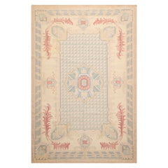 6'3'' x 8'4" Beige Hand Woven Wool Traditional Aubusson Oriental Area Rug