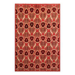 5'11'' x 8'11" Coral Hand Knotted Wool Art Deco 200 KPSI Oriental Area Rug