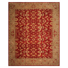 LoomBloom 12'x15'9" Red Hand Knotted Wool Peshawar Mahal Traditional Rug - 200 KPSI