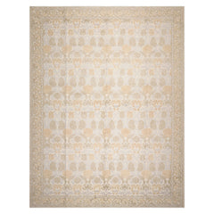 LoomBloom 10'1''x13'7" Ivory Hand Knotted Wool and Silk Transitional Damask Rug