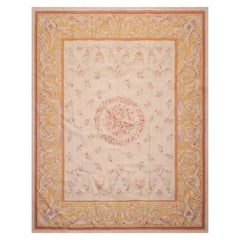 LoomBloom 7'3''x9'3" Beige Hand Knotted Wool Classic European Flatweave Rug