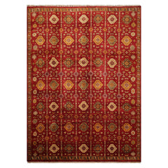 LoomBloom 9'7''x13'3" Rusty Red Hand Knotted Wool Traditional Agra Rug
