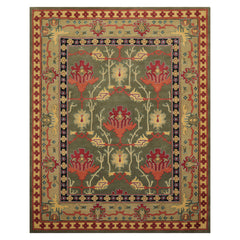 LoomBloom 8'x10' Green Wool Hand Tufted Arts & Crafts Donegal Oriental Rug
