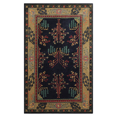 LoomBloom Multi Size Midnight Blue Wool Donegal Hand Tufted Arts & Crafts Oriental Rug