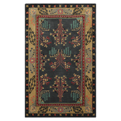 LoomBloom Multi Size Graphite Wool Hand Tufted Donegal Arts & Crafts Oriental Rug