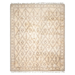 LoomBloom 9'4''x12'1" Hand Knotted Ivory Wool Moroccan Geometric Modern Contemporary Oriental Area Rug