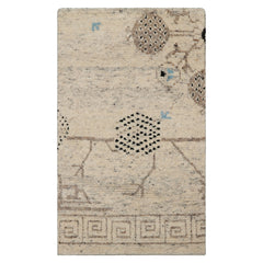 LoomBloom 3'1''x4'11" Hand Knotted Ivory Wool Moroccan Modern Tribal Oriental Area Rug