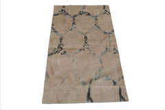 3x5 Beige, Gray, Slate Color Hand Knotted Tibetan Bamboo Silk Modern Oriental Rug