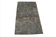 3x5 Blue, Baige, Slate Color Hand Knotted Tibetan Wool Modern Oriental Rug