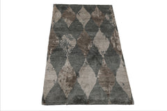 3x5 Gray, Brown, Color Hand Knotted Tibetan Bamboo Silk Modern & Contemporary Oriental Rug