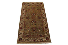 3x5 Gold, Beige, Rust Color Hand Knotted Agra Wool Traditional Oriental Rug