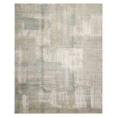 8x10 Beige, Slate, Ivory Color Hand Loomed Sherpa Wool and Silk Modern Oriental Rug