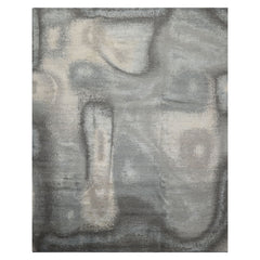 8x10 Gray, Ivory, Slate Color Hand Knotted Sherpa Wool and Silk Modern Oriental Rug