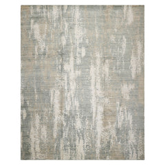 8x10 Gray, Beige, Ivory Color Hand Loomed Sherpa Wool and Silk Modern Oriental Rug