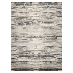9x12 Ivory, Gray, Graphite Color Hand Knotted Sherpa Wool and Silk Modern Oriental Rug