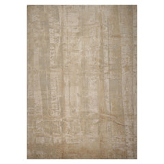 10x14 Beige, Gray, Tan Color Hand Knotted Sherpa Wool and Silk Modern Oriental Rug