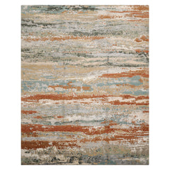 8x10 Beige, Aqua, Brown Color Hand Knotted Sherpa Wool and Silk Modern Oriental Rug