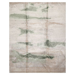 8x10 Taupe, Beige, Ivory Color Hand Knotted Sherpa Wool and Silk Modern Oriental Rug