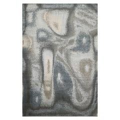 6x9 Gray, Beige, Blue Color Hand Knotted Sherpa Wool and Silk Modern Oriental Rug