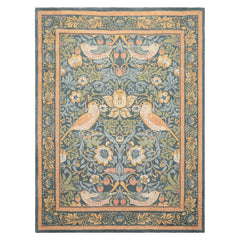 Multi Size Teal Aqua Peach Color Hand Hooked William Morris Wool Traditional Oriental Rug