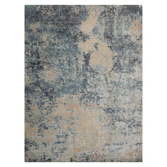 9x12 Gray, Blue, Beige Color Hand Knotted Sherpa Wool and Silk Modern Oriental Rug