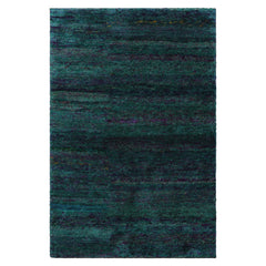 4x6 Turquoise, Purple, Gold Color Hand Knotted Gabbeh Silk Contemporary Oriental Rug