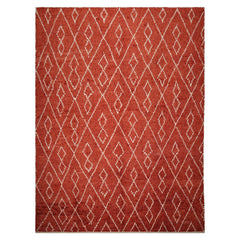 9x12 Burnt Orange, White, Color Hand Knotted Moroccan Wool Tribal Oriental Rug