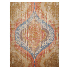 9x12 Beige, Gold, Tan Color Hand Knotted Abstract Wool and Silk Modern Oriental Rug