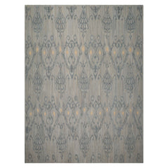 9x12 Gray, Blue, Ivory Color Hand Woven Flatweave Wool Modern Oriental Rug