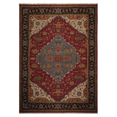 10x14 Rust, Charcoal, Blue Color Hand Knotted Flatweave Wool Traditional Oriental Rug