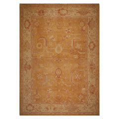 10x14 Gold, Rust, Beige Color Hand Knotted All-Over Wool Traditional Oriental Rug