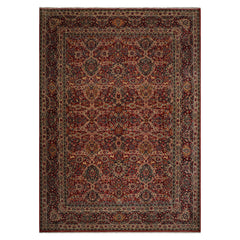 10x14 Red, Midnight Blue, Ivory Color Hand Knotted Pictorial Wool Traditional Oriental Rug