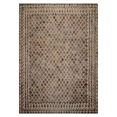 10x14 Ivory, Gray, Brown Color Hand Woven Flatweave Wool Southwestern Oriental Rug