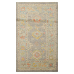 3x5 Gray , Ivory, Gold Color Hand Knotted Turkish Wool Arts & Crafts/Mission Oriental Rug