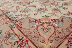 3x5 Ivory, Rose, Peach Color Hand Knotted Tabriz Wool & Silk Traditional Oriental Rug