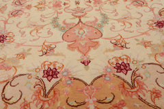 3x4 Ivory, rose, Gray Color Hand Knotted Tabriz Wool & Silk Traditional Oriental Rug