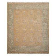 8x10 Tan, Gray, Ivory Color Hand Knotted Tibetan Wool Arts & Crafts Oriental Rug