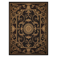 9x12 Chocolate, Gold, Brown Color Hand Woven French Aubusson Flatweave Wool Traditional Oriental Rug