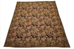 8x10 Black, Brown, Green Color Hand Woven French Aubusson Needlepoint Wool Traditional Oriental Rug