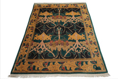 8x10 Turquoise, Blue, Gold Color Hand Knotted Tibetan Wool Arts & Crafts Oriental Rug