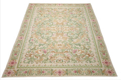 9x12 Ivory, Sage, Brown Color Hand Woven Kilim Wool Traditional Oriental Rug