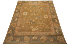8x10 Mustard, Taupe, Ivory Color Hand Knotted Tibetan Wool Traditional Oriental Rug