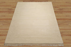 8x10 Ivory, , Color Hand Knotted French Aubusson Savonnerie Wool Traditional  Oriental Rug