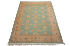 8x10 Aqua, Rose, Lavender Color Hand Knotted Tibetan Wool Arts & Crafts Oriental Rug