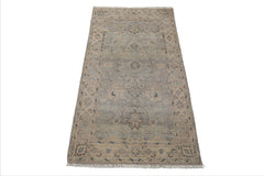 LoomBloom 3'x5' Hand Knotted Gray Wool Afghan Oushak Transitional Design Oriental Area Rug