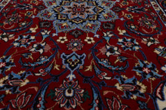 2x3 Red, Navy, Ivory Color Hand Knotted Isfahan Wool & Silk Traditional Oriental Rug