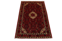 3x5 Red, Ivory, Blue Color Hand Knotted Abadeh Wool Traditional Oriental Rug