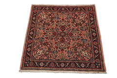 3x5 Rose, Navy, Beige Color Hand Knotted Sarouk Wool Traditional Oriental Rug