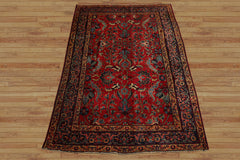 6x9 Red, navy, Beige Color Hand Knotted Tabriz Old Wool Traditional Oriental Rug